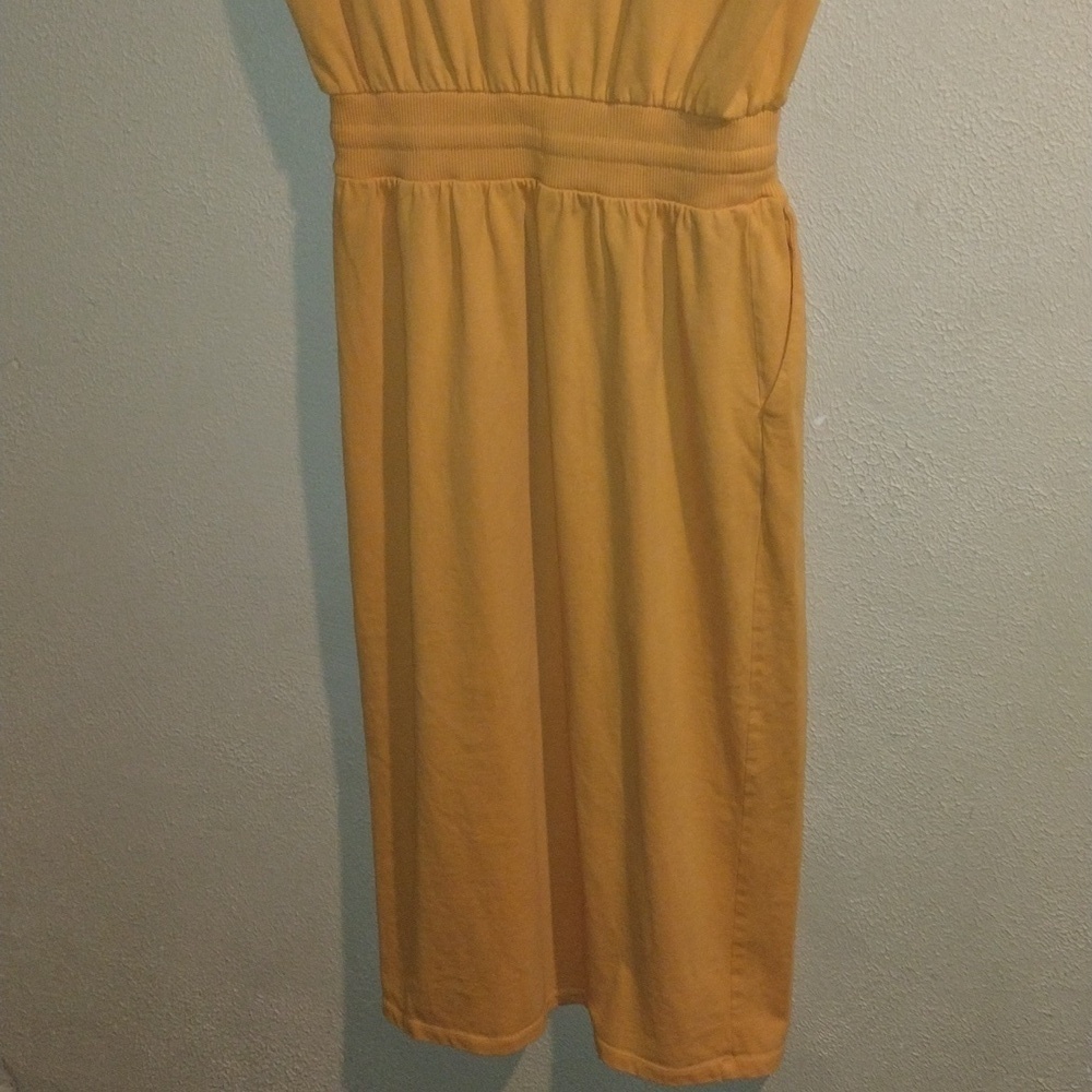 Orange 100% Cotton Athletic Sleeveless Midi Dress with Drawstring Waist S - Picture 6 of 6